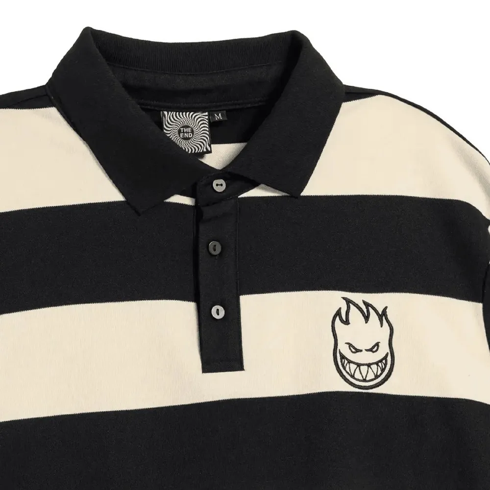 Spitfire Rugby Bighead White Black Long Sleeve Shirt [Size: S]