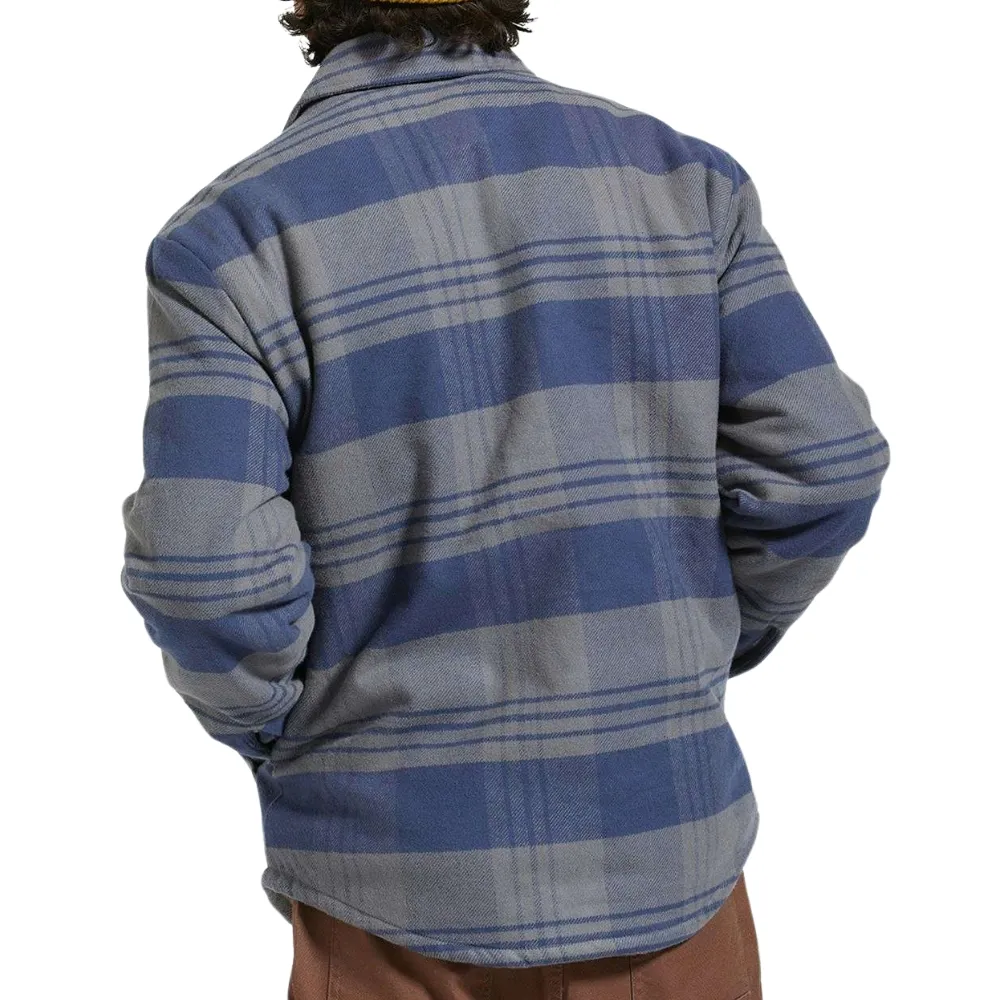 Brixton Durham Sherpa Lined Washed Navy Beige Plaid Jacket [Size: XXL]