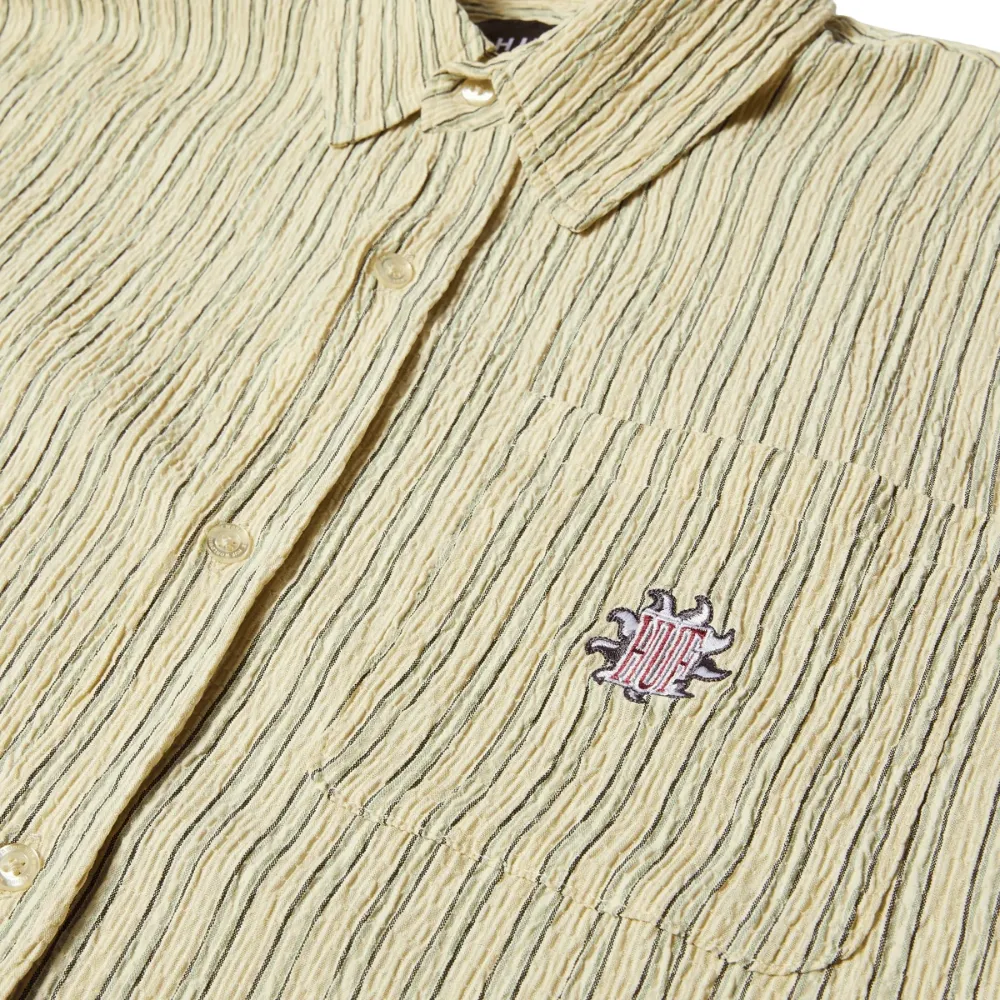 Huf Apollo Striped Natural Button Up Shirt [Size: M]