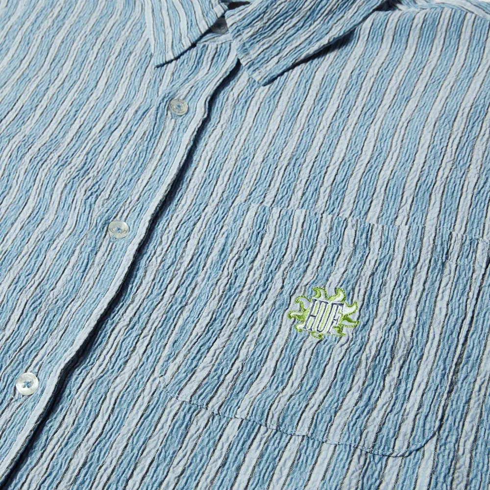 Huf Apollo Striped Pool Blue Button Up Shirt [Size: M]