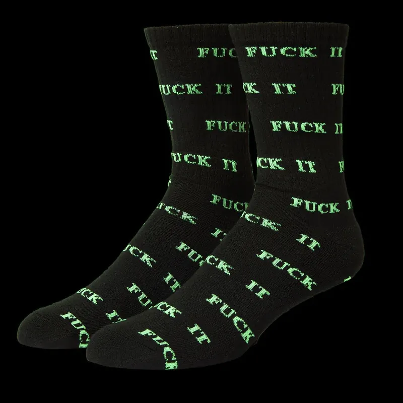 HUF Fuck It Glow Black Socks
