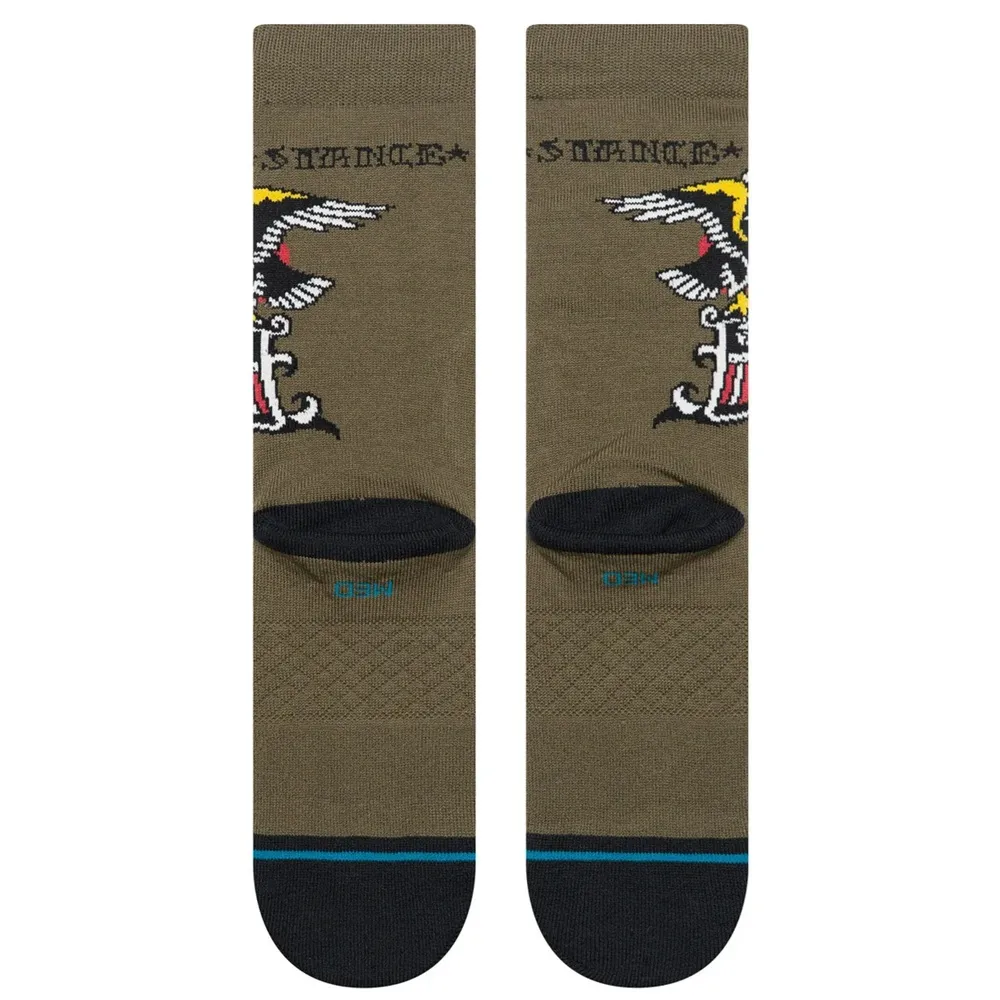 Stance The Eagle Military Green Large Mens Socks