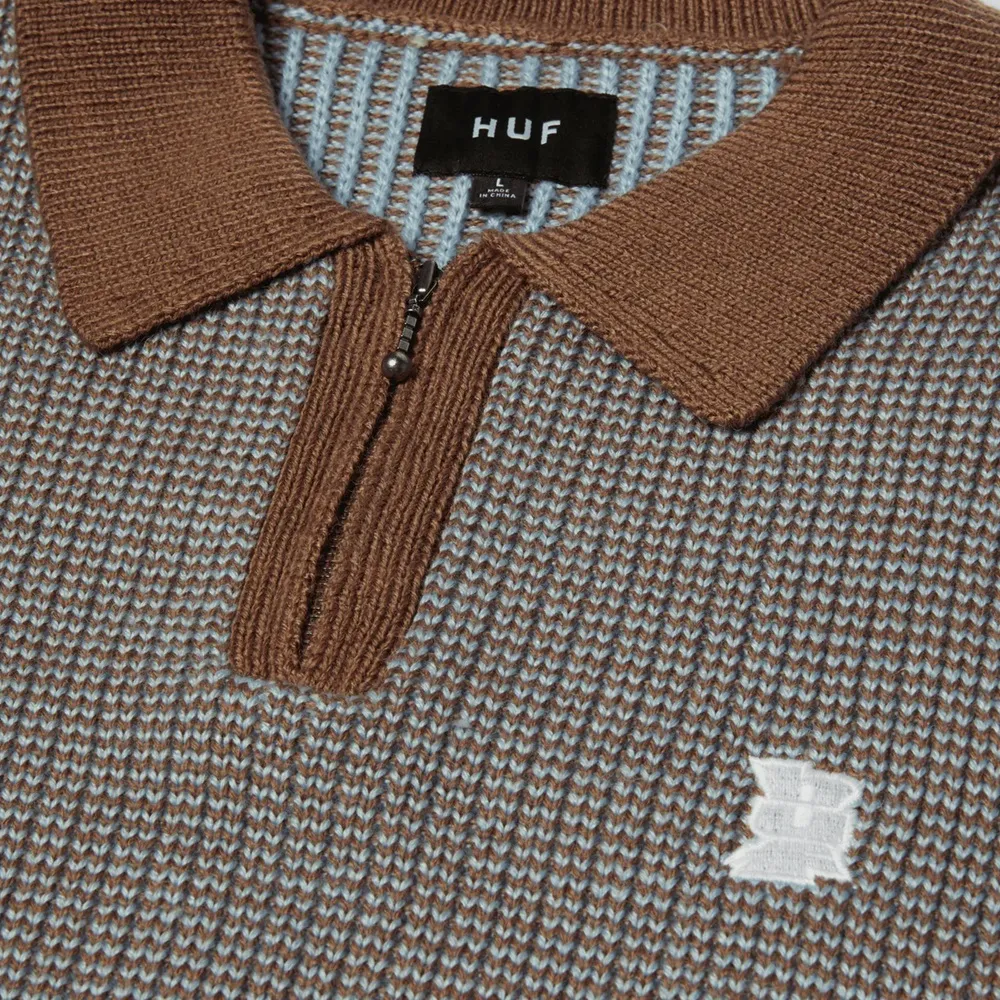 Huf Megablast Two Tone Waffle Washed Blue Moss Sweater [Size: L]