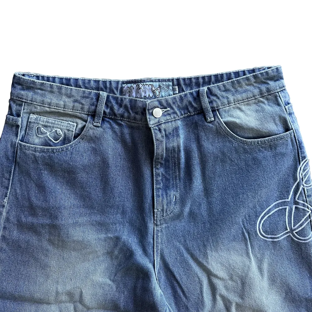 Tourism LTD Washed Blue Baggy Pants [Size: 30]