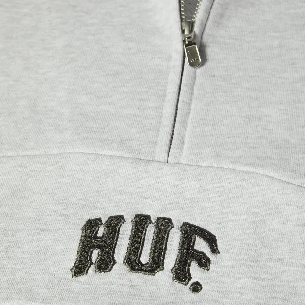 Huf Arch Enzyme 1/4 Zip Heather Grey Crew Jumper [Size: L]