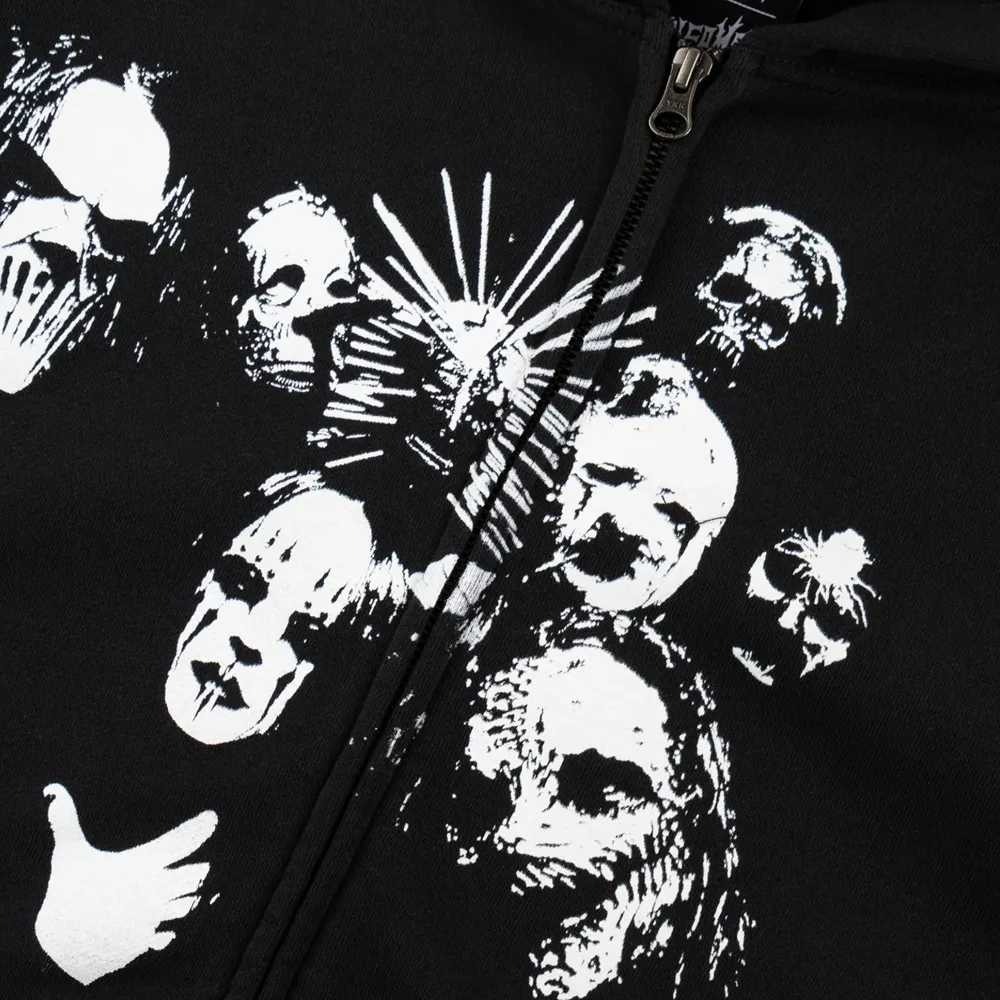 Welcome Skateboards X SlipKnot Nonogram Printed Zip Black Hoodie [Size: L]