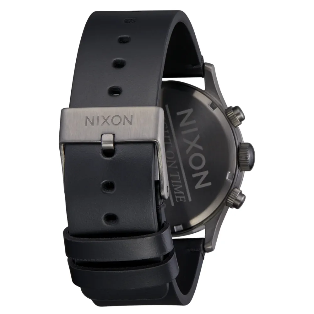 Nixon Sentry Chrono Leather V1 All Gunmetal Black Watch