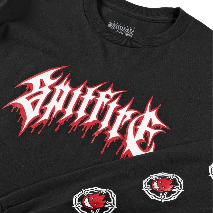 Spitfire Pentagram Drip Black Red White Long Sleeve Shirt [Size: M]