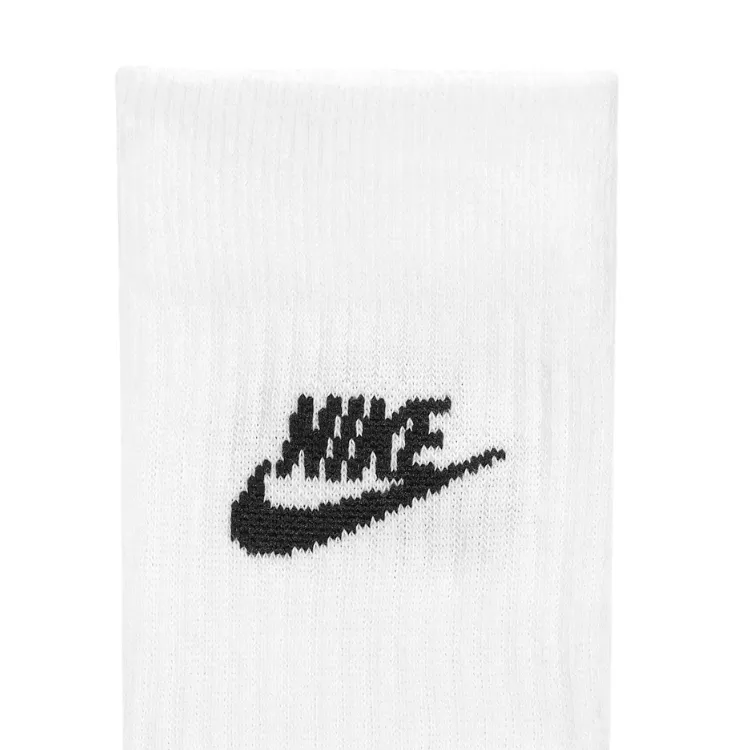 Nike Sportswear Everyday Essential White Black Large 3 Pair Crew Socks
