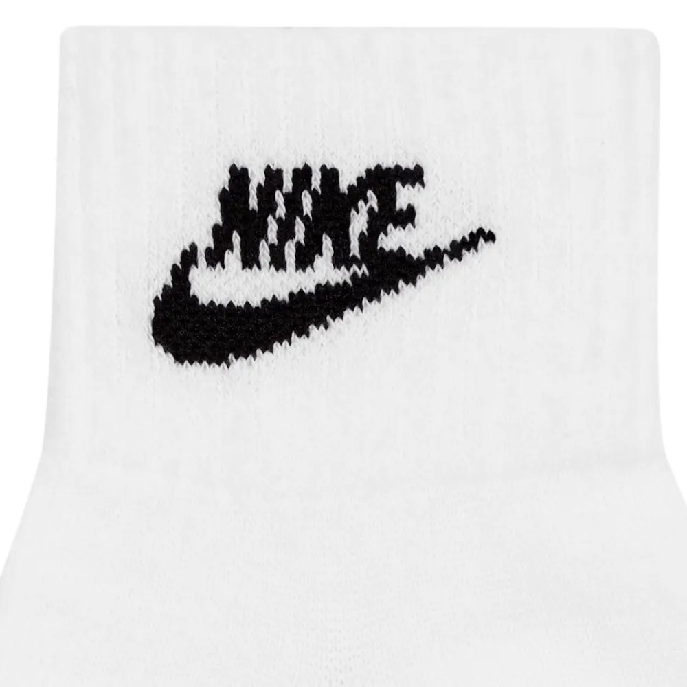 Nike Everyday Essential White Black Extra Large 3 Pair Ankle Socks