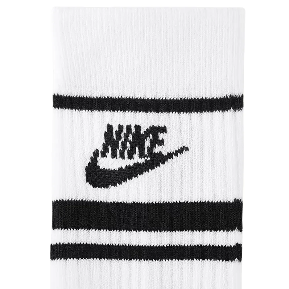 Nike Sportswear Dri-FIT Everyday Essential White Black Large 3 Pair Crew Socks