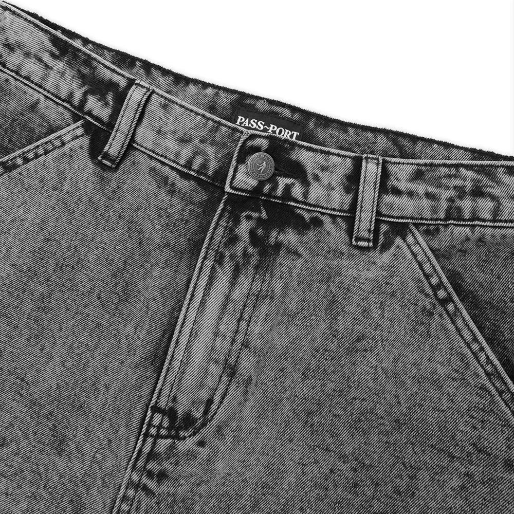 Passport Workers Club 3/4 Acid Grey Jean Shorts [Size: 32]