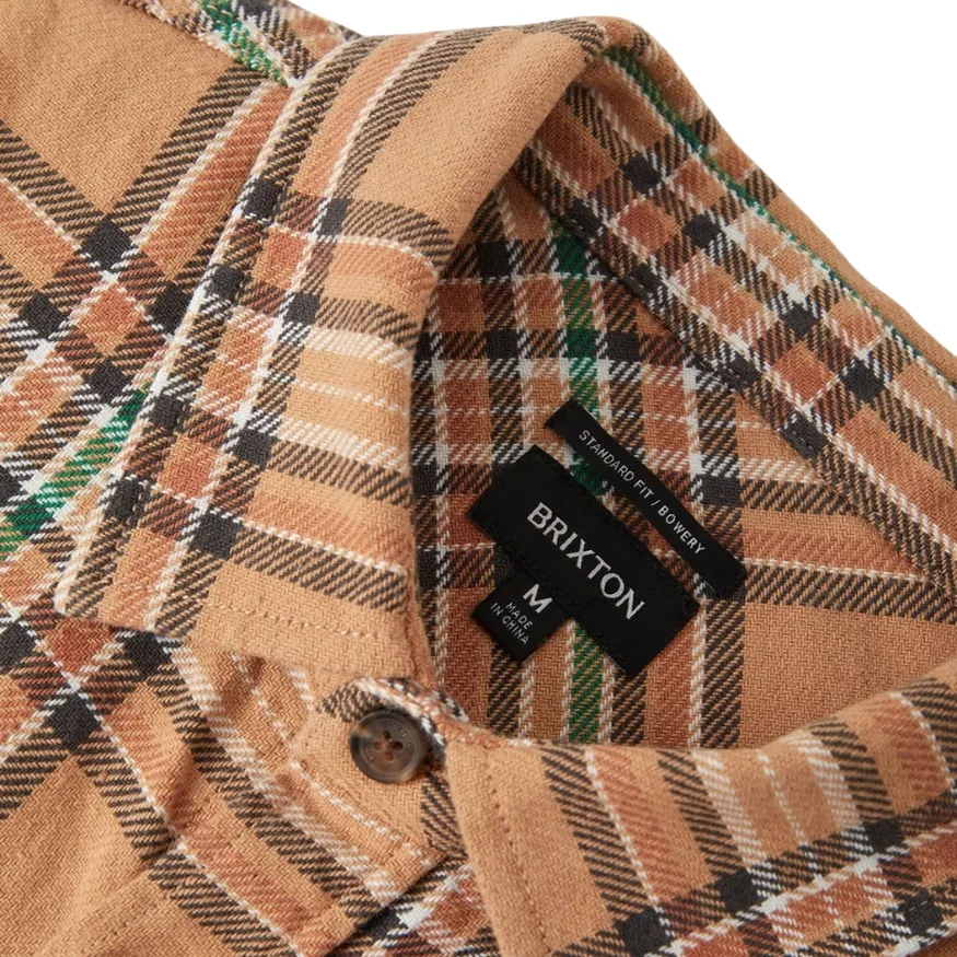Brixton Bowery Flannel Khaki Multi Button Up Shirt [Size: L]