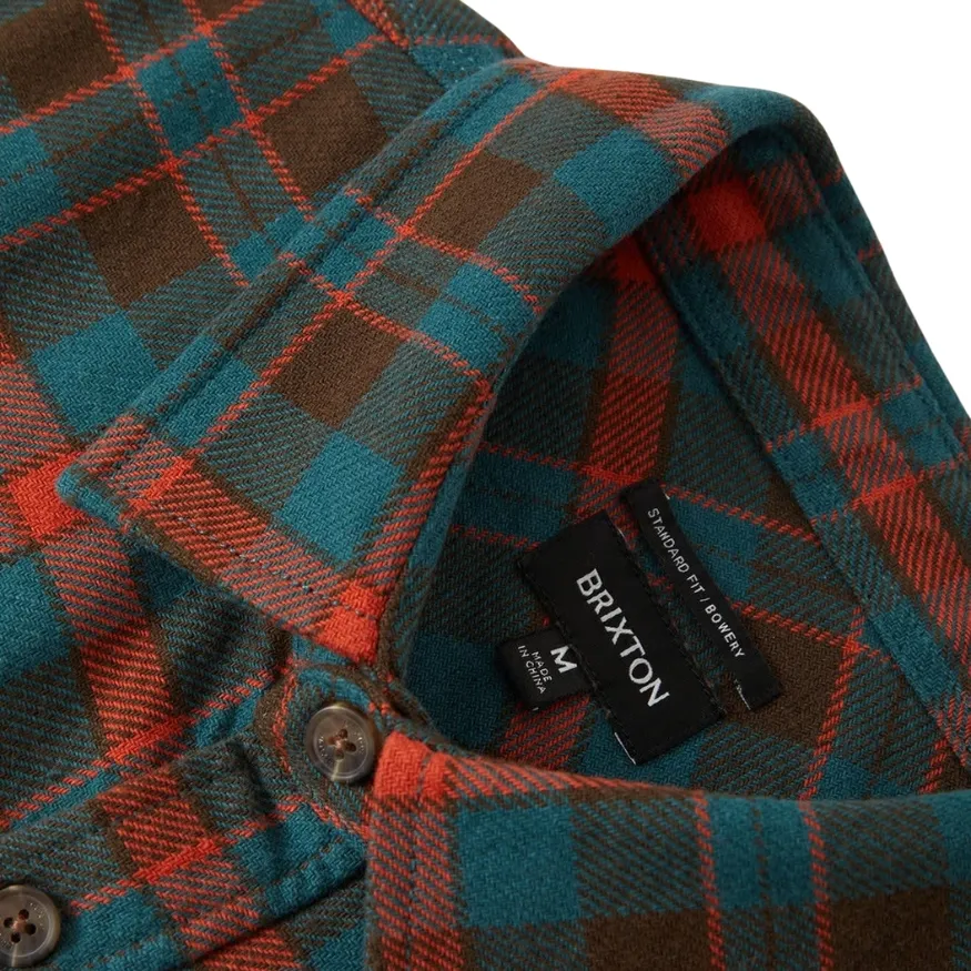 Brixton Bowery Flannel Walnut Brown Ultra Marine Button Up Shirt [Size: M]