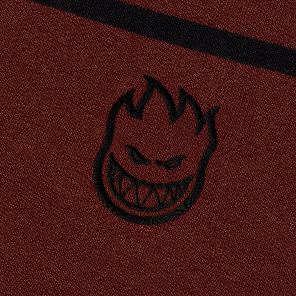 Spitfire Bighead EMB Stripe Burgundy T-Shirt [Size: XL]