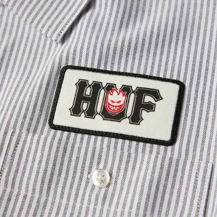HUF X Spitfire Union Black White Button Up Long Sleeve Work Shirt [Size: L]