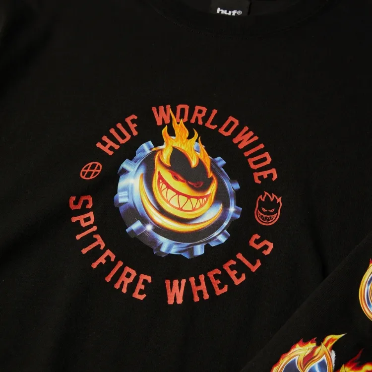 HUF X Spitfire Chrome Head Black Long Sleeve Shirt [Size: M]