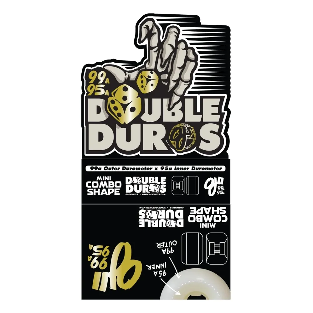 OJ Double Duro Mini Combo White Black 99A/95A 58mm Skateboard Wheels