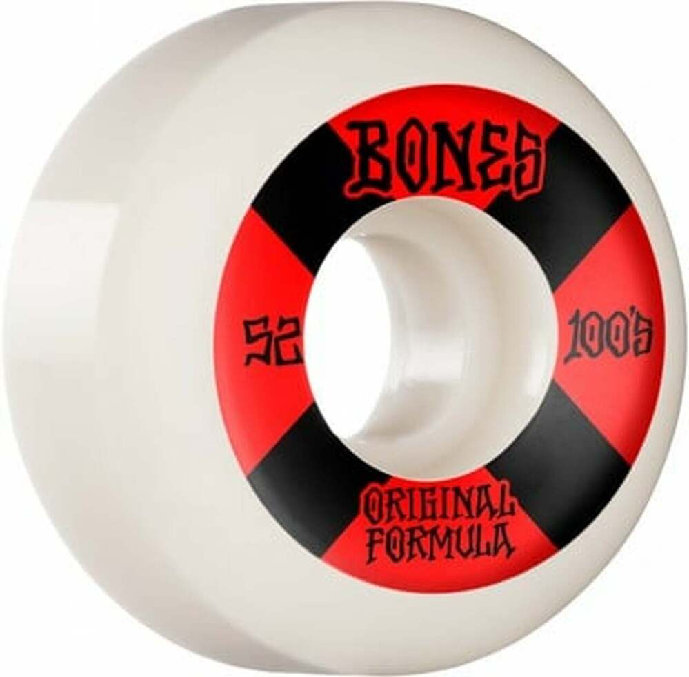 Bones 100's White Red V5 52mm Skateboard Wheels