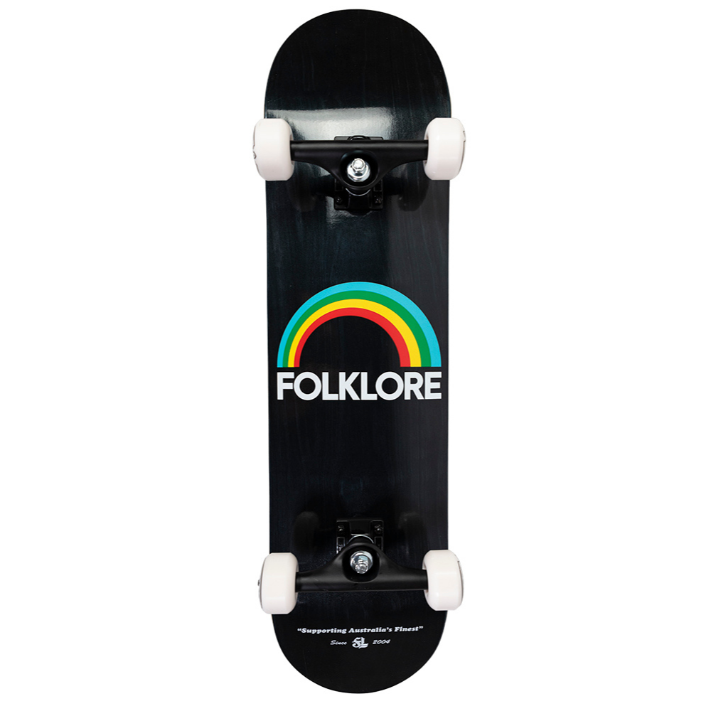 Folklore Warm Press Rainbow Black 8.0 Complete Skateboard