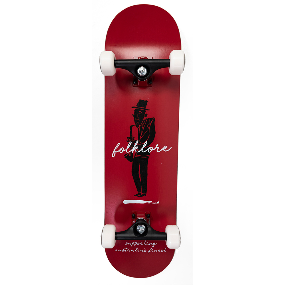 Folklore Warm Press Jazz Red 8.25 Complete Skateboard