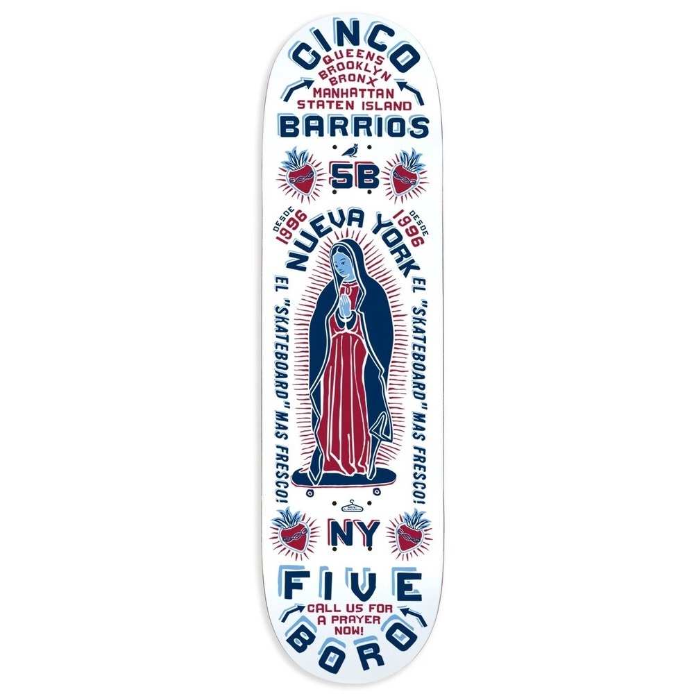 5Boro Cinco Barrios White 8.5 Skateboard Deck