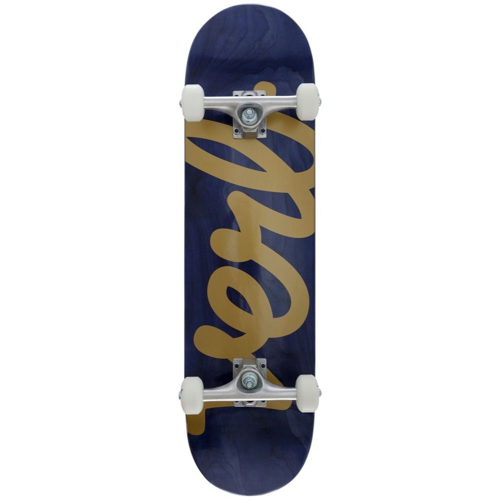 Verb Script Logo Pushing Forward Gold Navy 8.125 Complete Skateboard