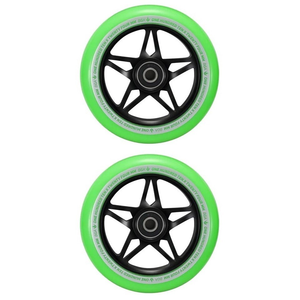 Envy S3 Black Green 110mm Set Of 2 Scooter Wheels