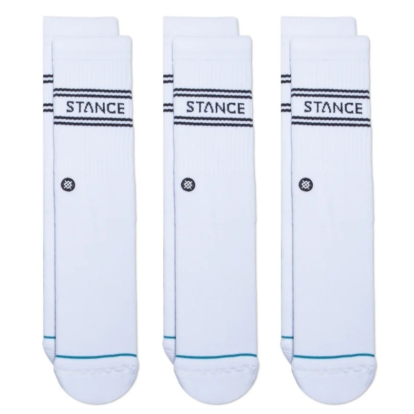 Stance Crew Basic 3 Pack White Medium Mens Socks