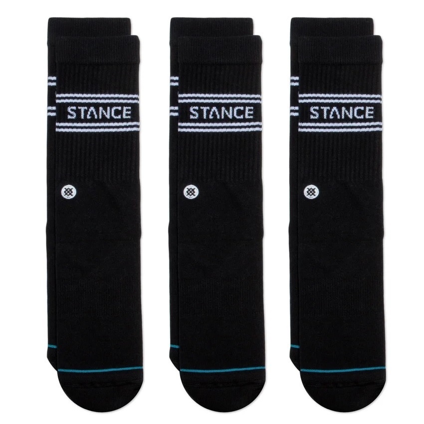 Stance Crew Basic 3 Pack Black Medium Mens Socks