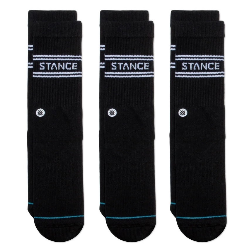 Stance Basic Crew 3 Pack Black Large Mens Socks