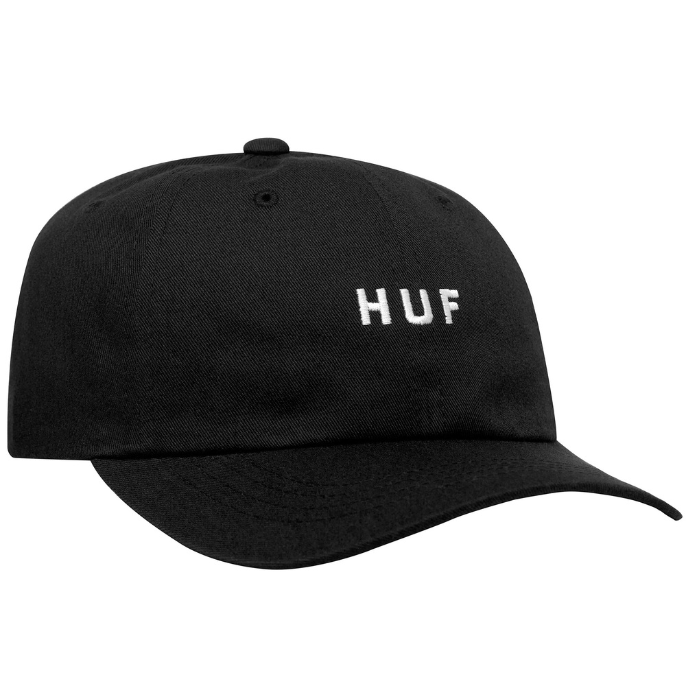 HUF Essentials OG Logo Curved Visor Black Snapback Hat