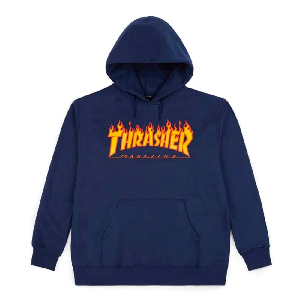 Thrasher Flame Logo Navy Youth Hoodie [Size: XS]