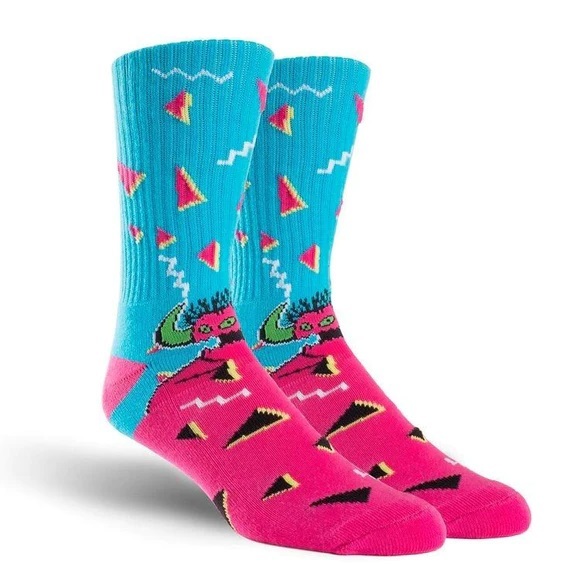 Toy Machine 80s Monster Crew Aqua Pink Socks