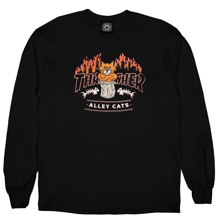 Thrasher Alley Cats Black Long Sleeve Shirt [Size: S]