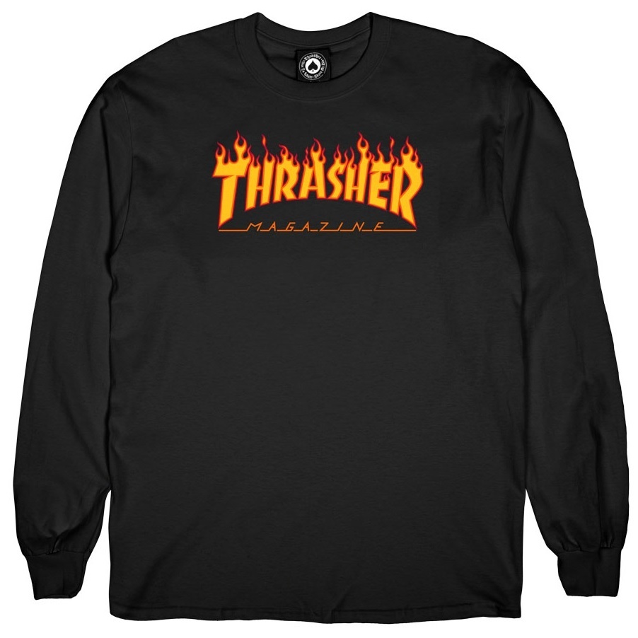 Thrasher Flame Black Long Sleeve Shirt [Size: S]