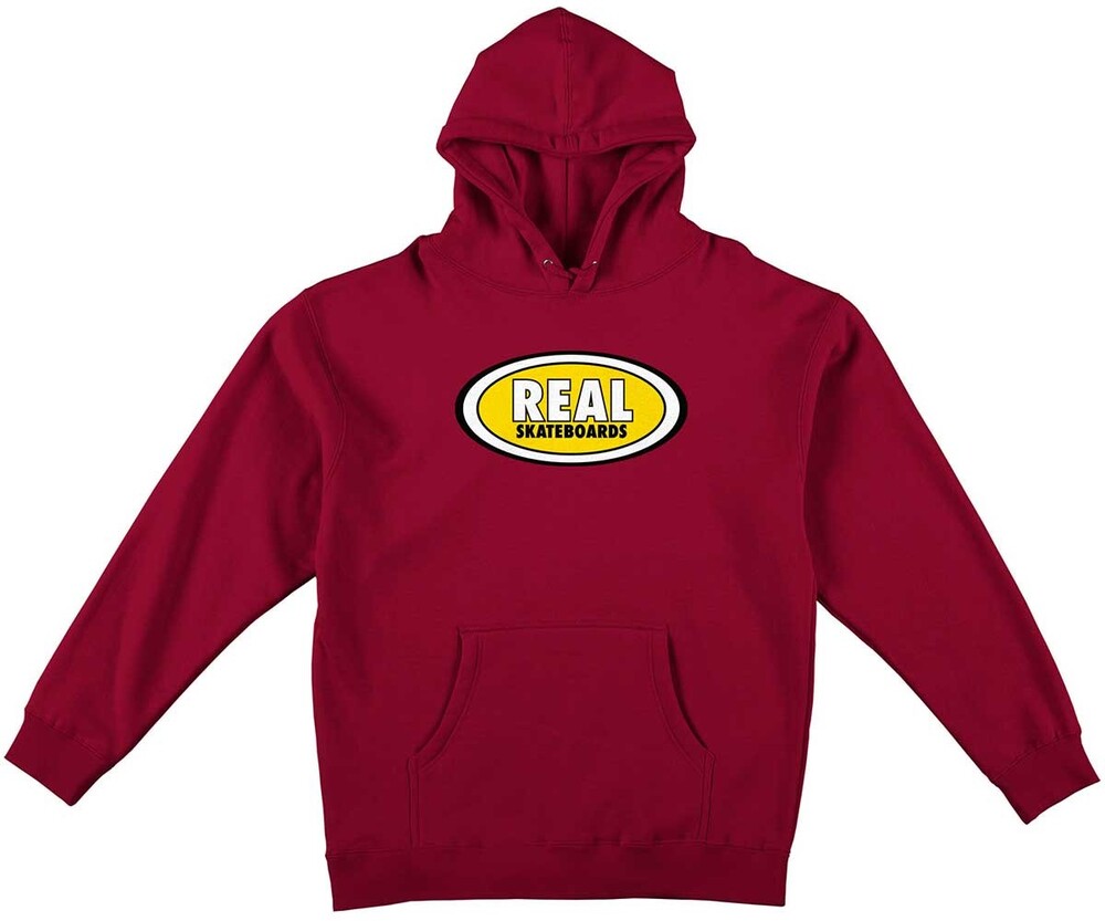 Real Skateboards Hoodie Oval Cardinal Red Yellow [Size: L]