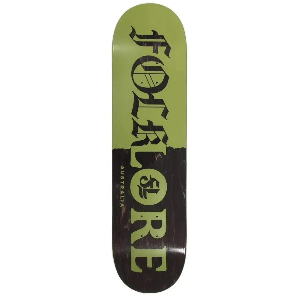 Folklore Warm Press Tear Split Green 8.5 Skateboard Deck