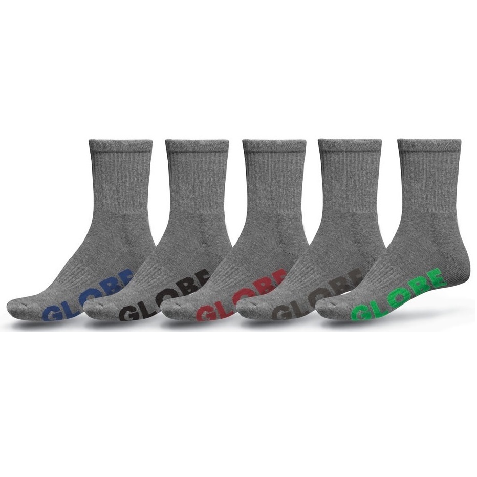Globe Stealth Crew Grey 5 Pairs Youth Socks