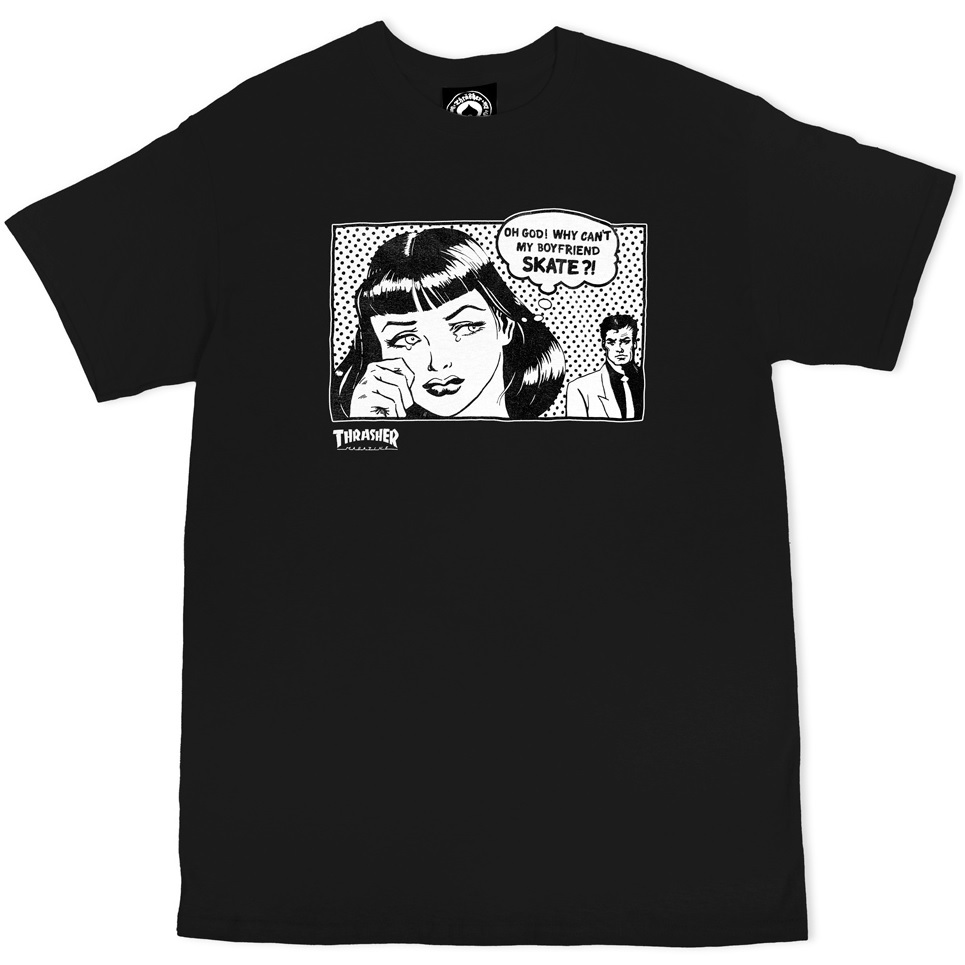 Thrasher Boyfriend Black T-Shirt [Size: S]
