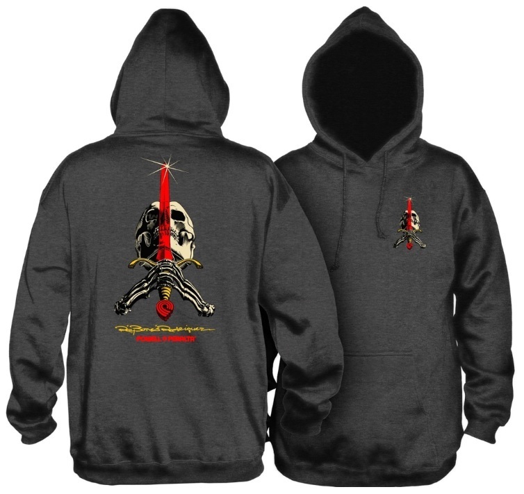 Powell Peralta Hoodie Skull And Sword Charcoal [Size: S]