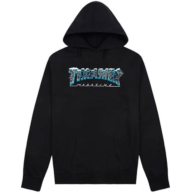 Thrasher Black Ice Black Hoodie [Size: S]