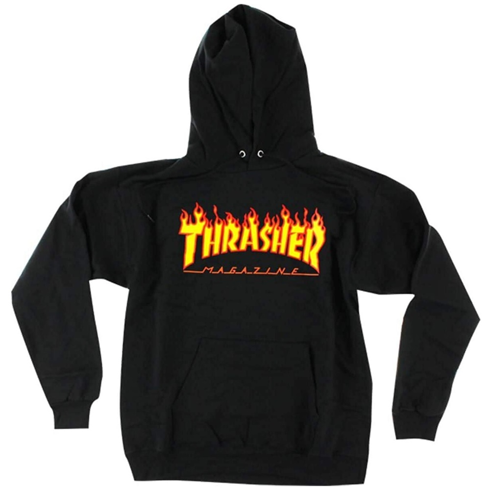 Thrasher Flame Logo Black Hoodie [Size: S]