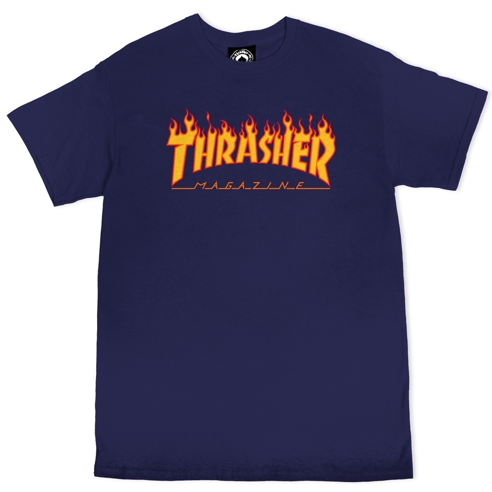 Thrasher Flame Navy T-Shirt [Size: M]