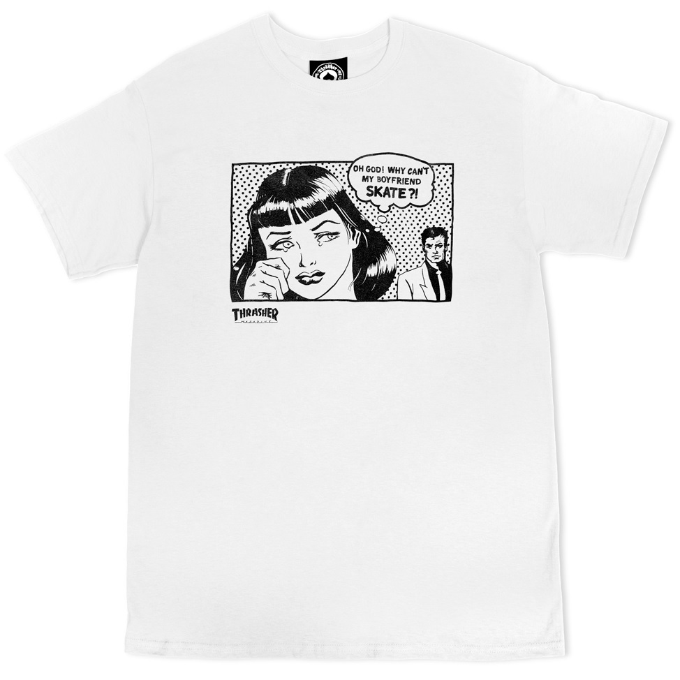 Thrasher Boyfriend White T-Shirt [Size: S]