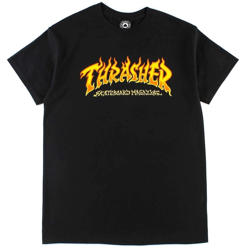 Thrasher Fire Logo Black T-Shirt [Size: S]
