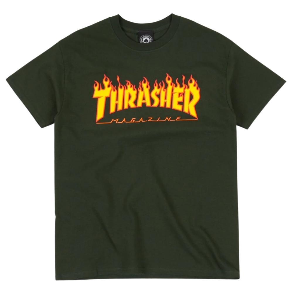 Thrasher Flame Forest Green T-Shirt [Size: S]