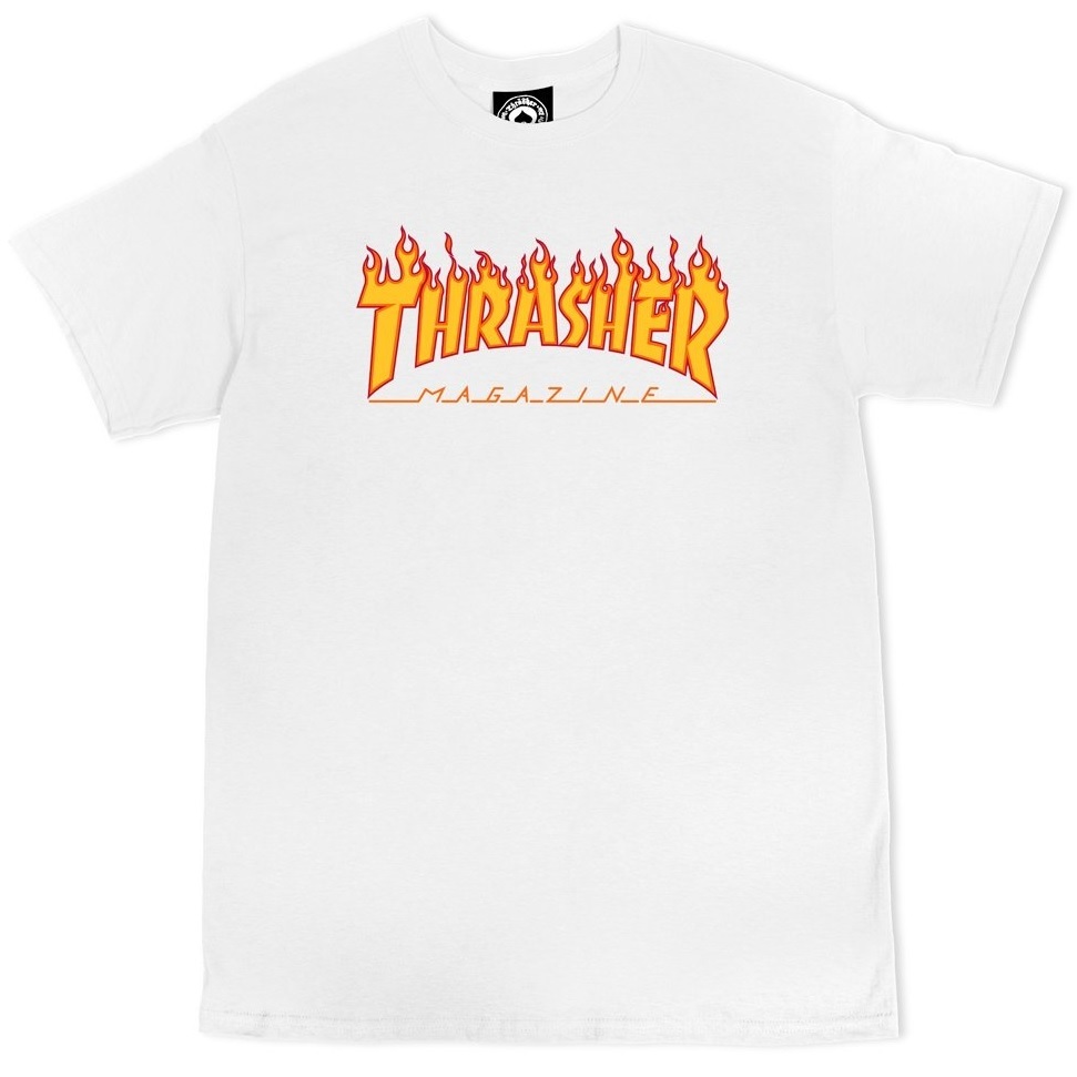 Thrasher Flame White T-Shirt [Size: S]
