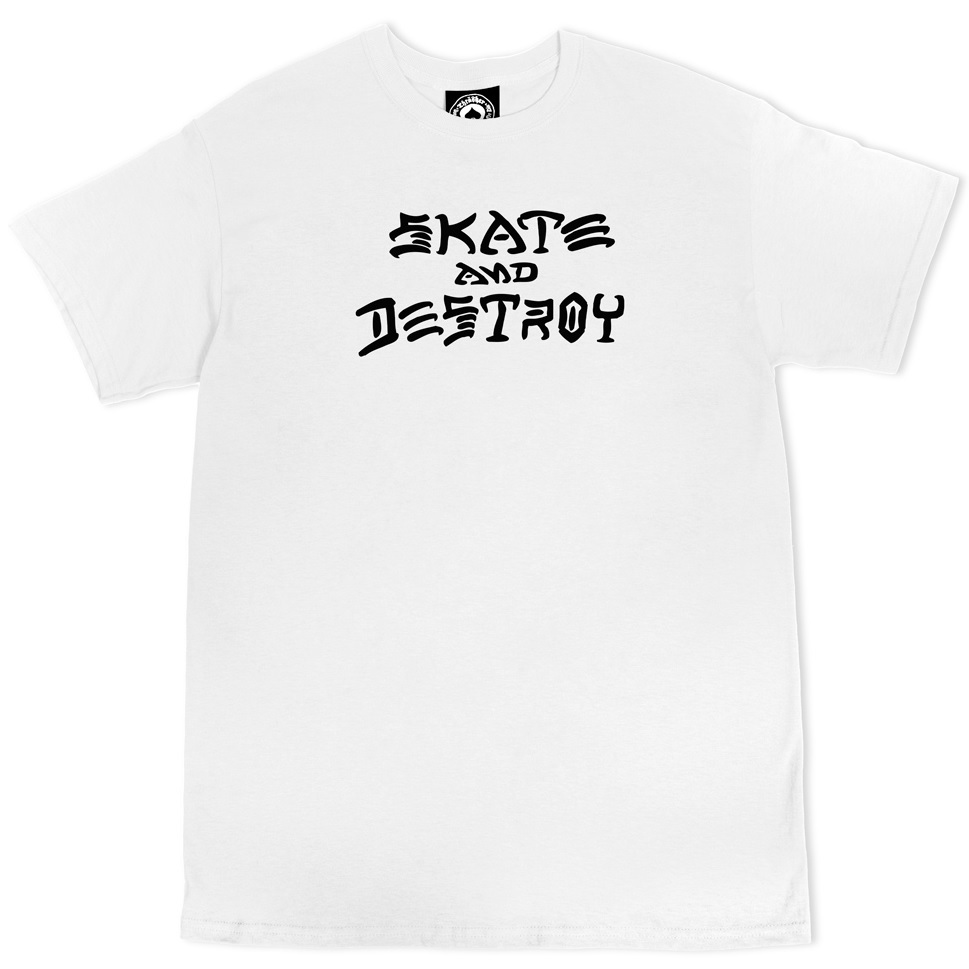 Thrasher Skate & Destroy White T-Shirt [Size: S]