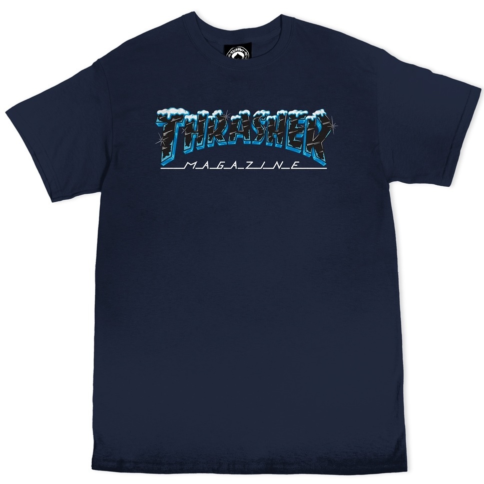 Thrasher Skate Black Ice Navy T-Shirt [Size: S]